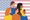 Graphic image of five people looking to one side, and they are in front of an American flag